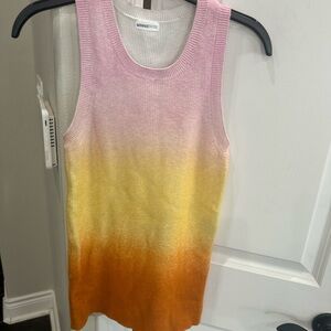Minnie Rose Pink Yellow Orange Ombre Ribbed Knit Tank
